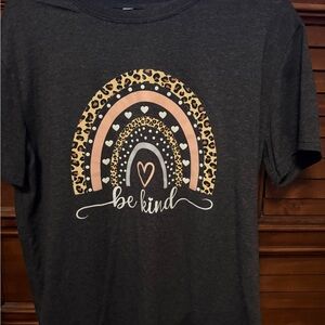 Amazon Women's Short Sleeve Tee - Charcoal with Leopard Rainbow